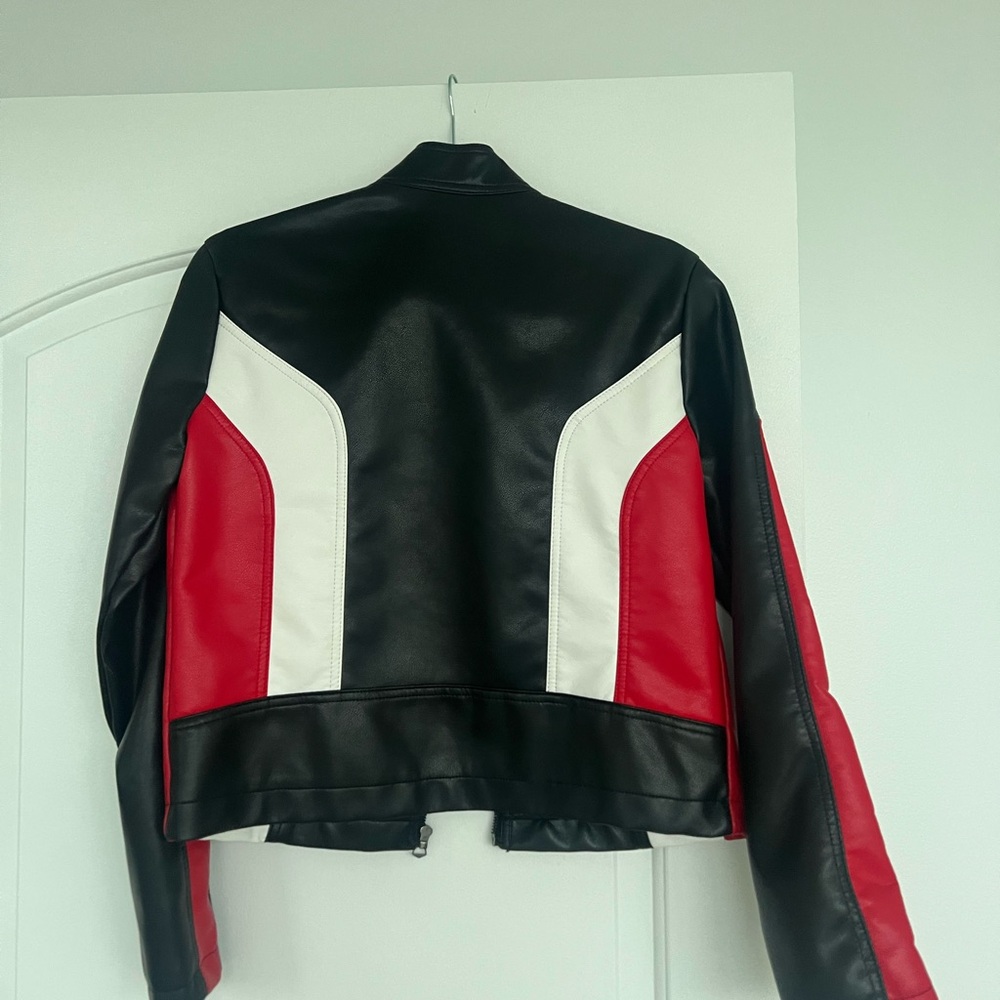 Faux leather moto jacket
